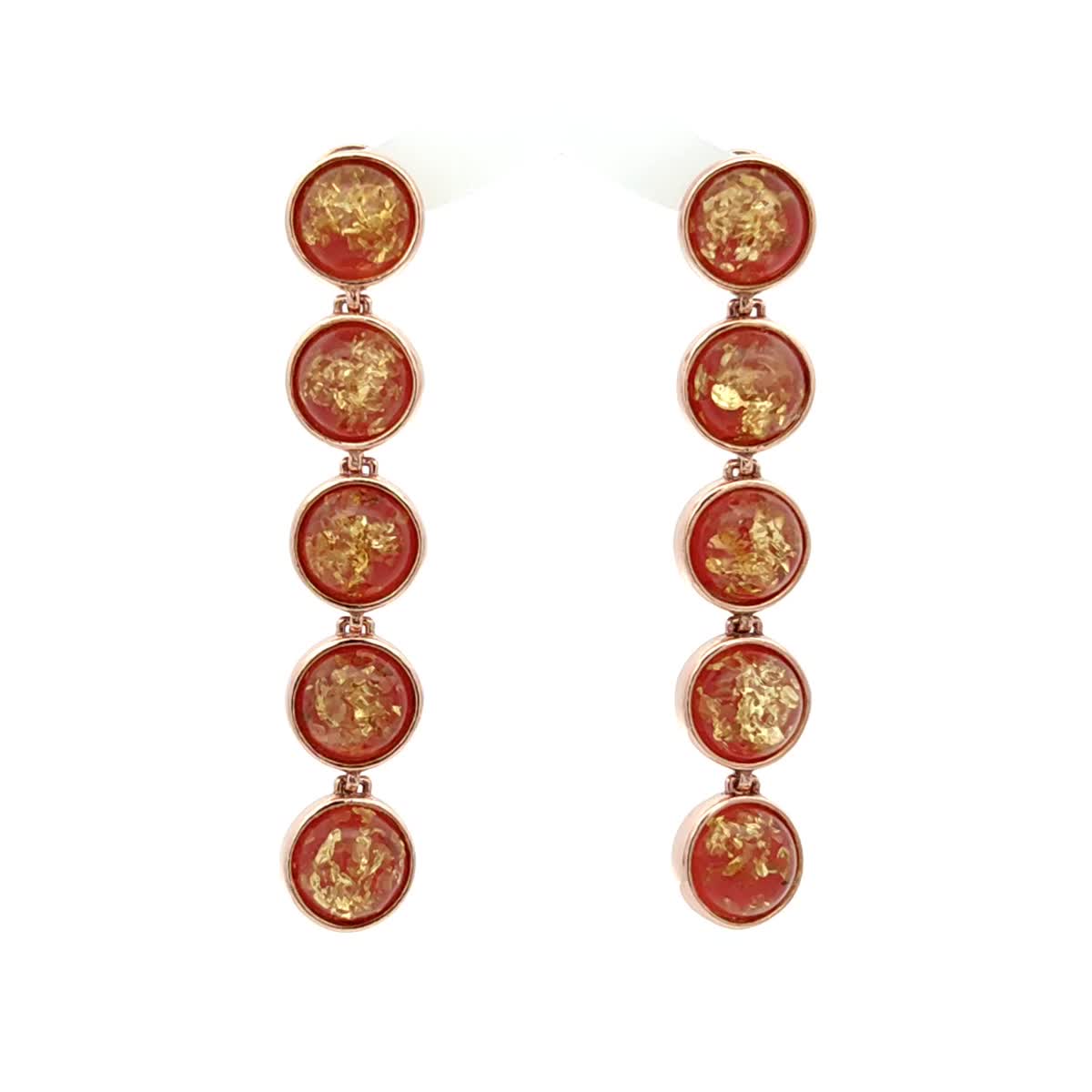 Round Pink Amber Silver Stud Earrings — DARVIN (Pre-Order)