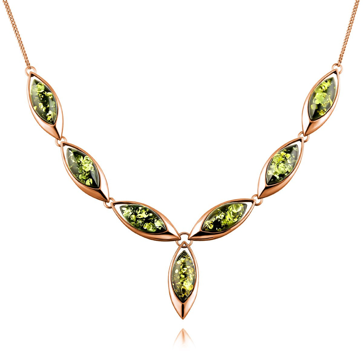 Marquise Green Amber Silver Necklace — DARVIN (Pre-Order)