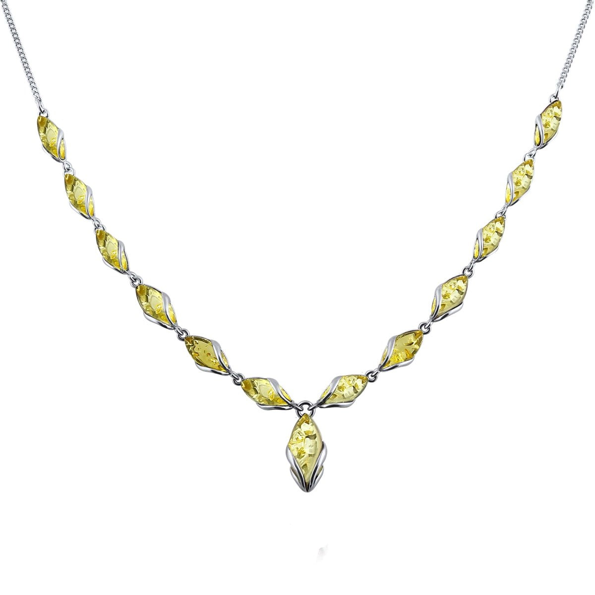 Marquise Lemon Amber Silver Necklace — DARVIN (Pre-Order)