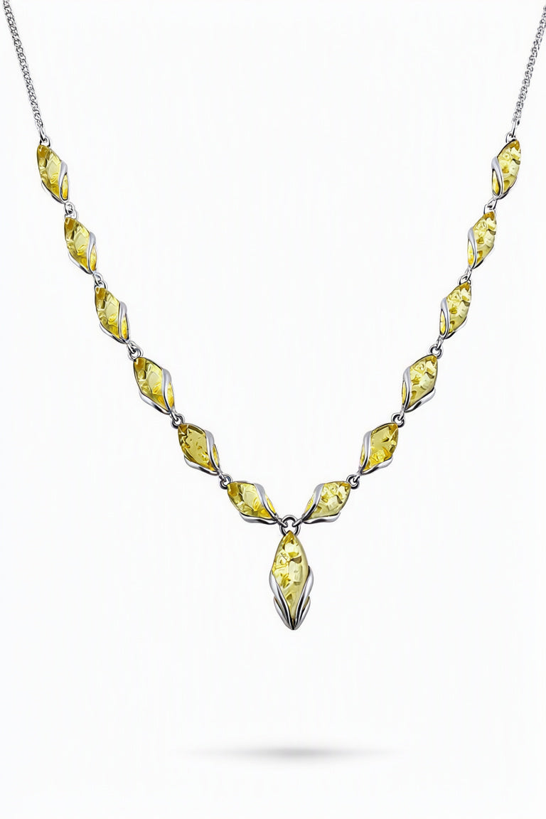 Marquise Lemon Amber Silver Necklace — DARVIN (Pre-Order)