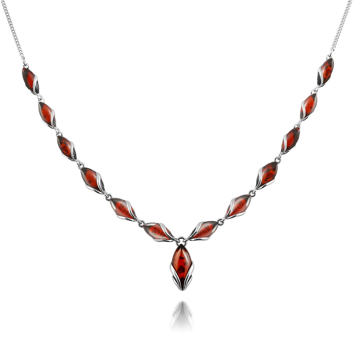 Marquise Cognac Amber Silver Necklace — DARVIN (Pre-Order)