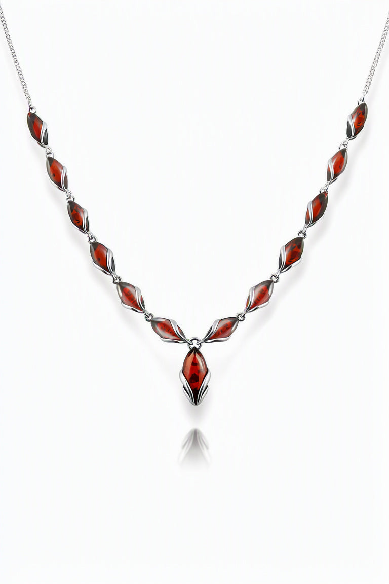 Marquise Cognac Amber Silver Necklace — DARVIN (Pre-Order)