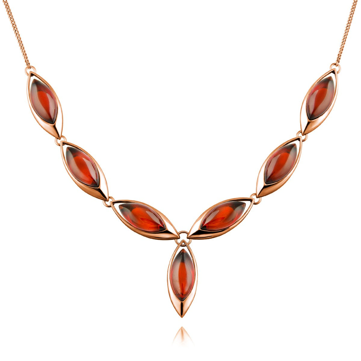 Marquise Cognac Amber Silver Necklace — DARVIN (Pre-Order)