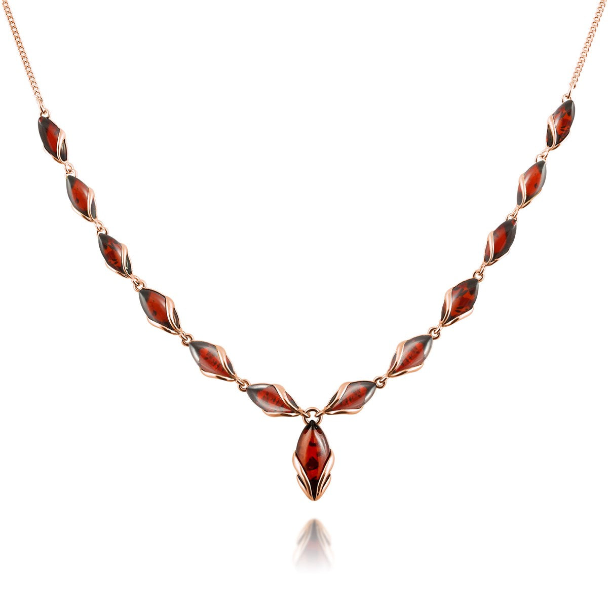 Marquise Cognac Amber Silver Necklace — DARVIN (Pre-Order)