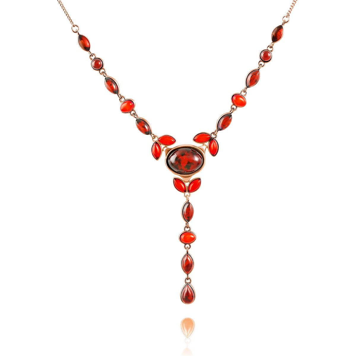 Oval Cognac Amber Silver Necklace — DARVIN (Pre-Order)