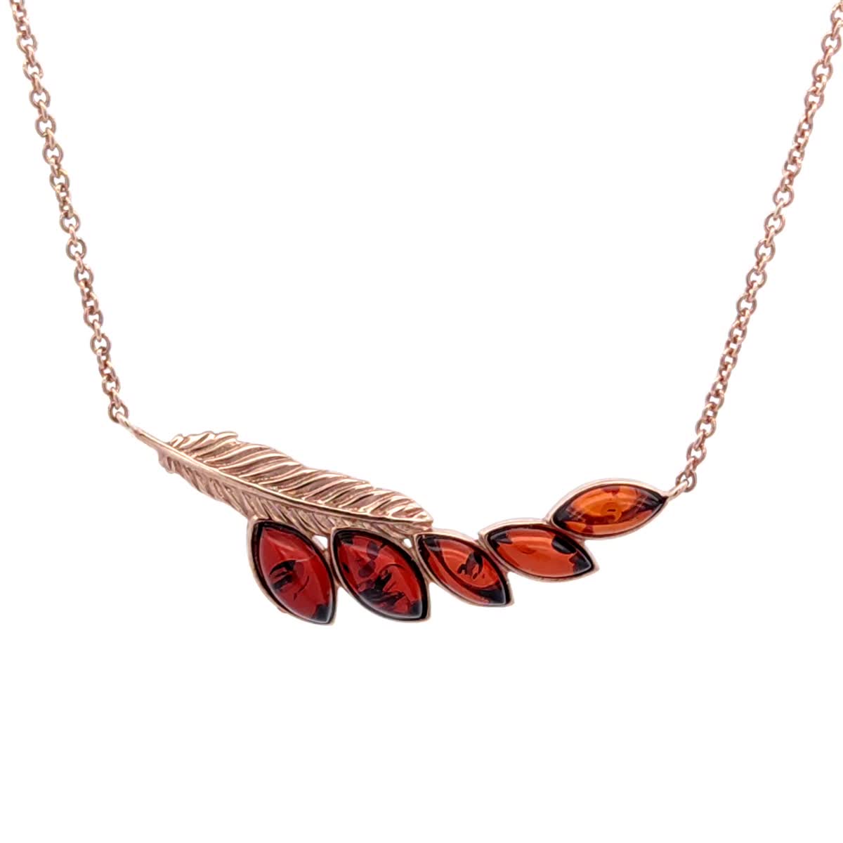 Marquise Cognac Amber Silver Necklace — DARVIN