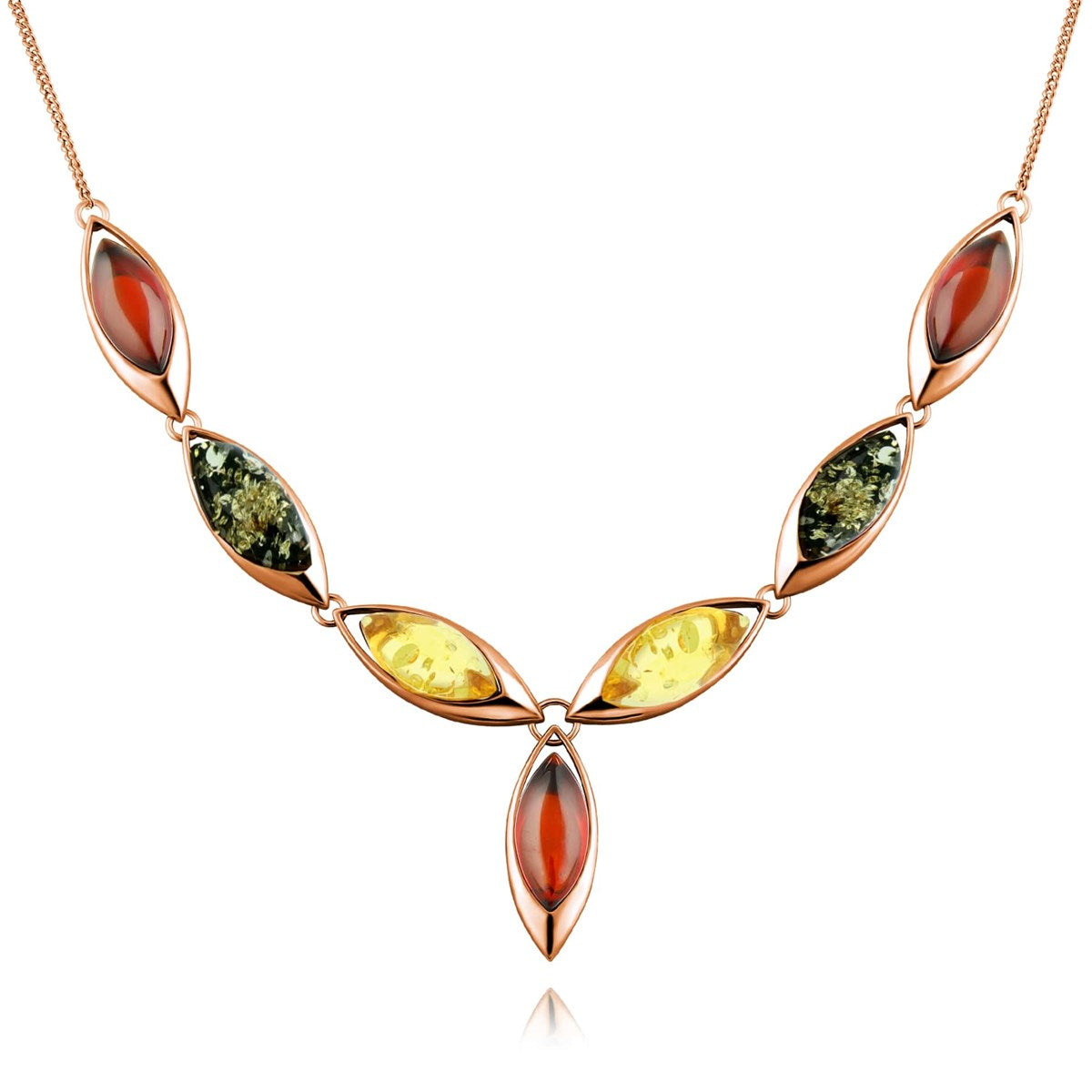 Marquise Mixed Amber Silver Necklace — DARVIN (Pre-Order)