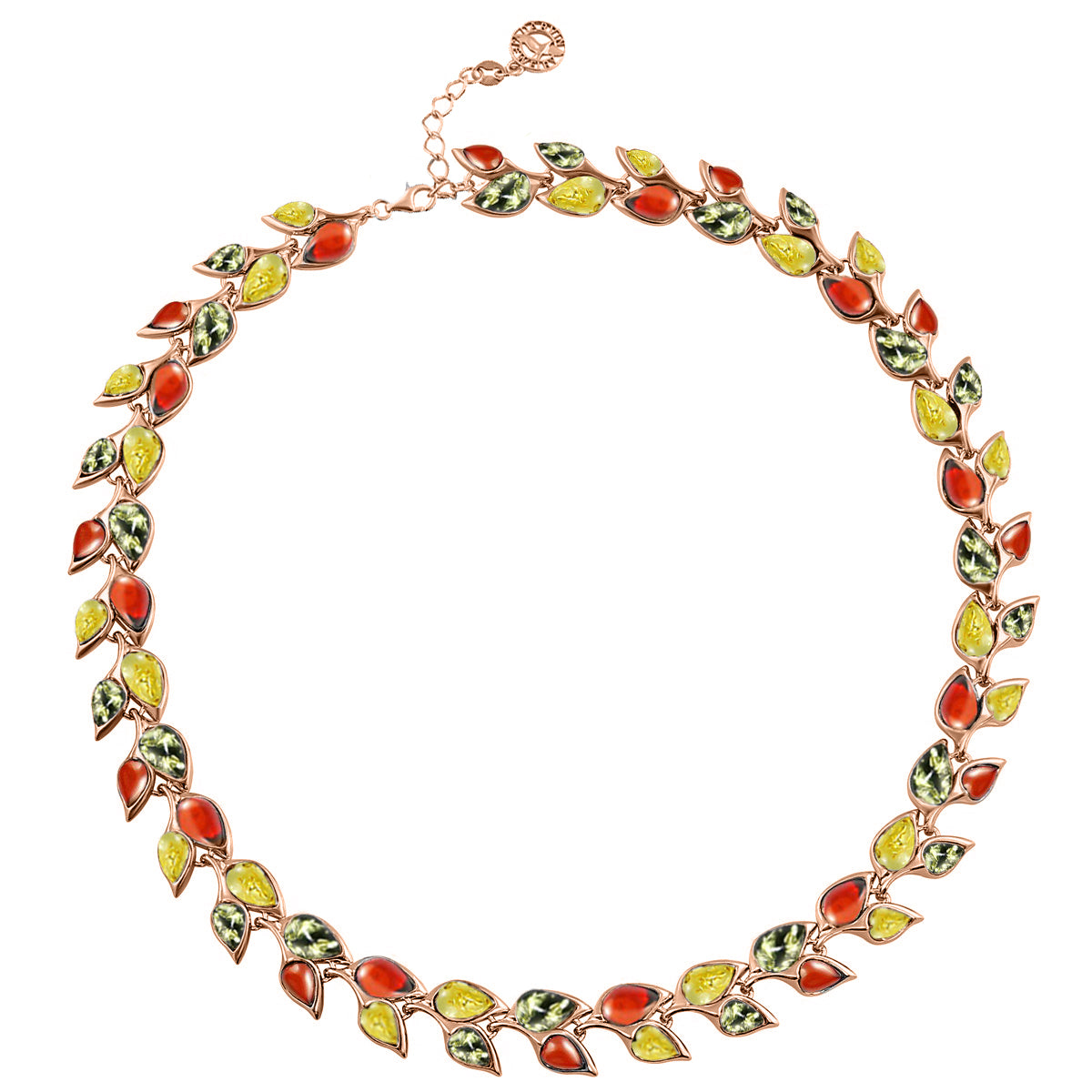 Teardrop Mixed Amber Silver Necklace — DARVIN (Pre-Order)
