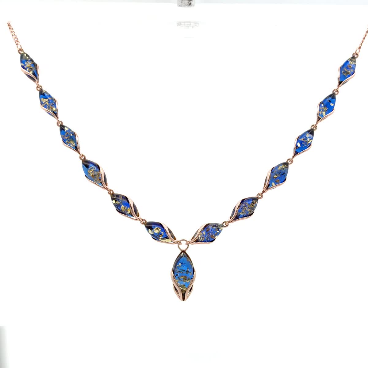 Marquise Sapphire Blue Amber Silver Necklace — DARVIN (Pre-Order)