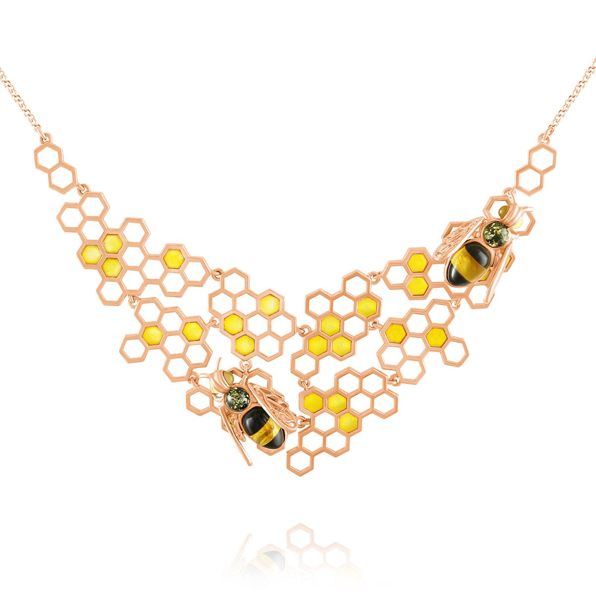 Oval Mixed Amber Silver Necklace — DARVIN (Pre-Order)