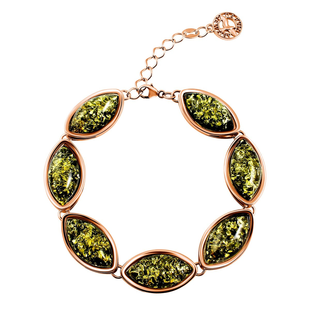 Marquise Green Amber Silver Bracelet — DARVIN (Pre-Order)