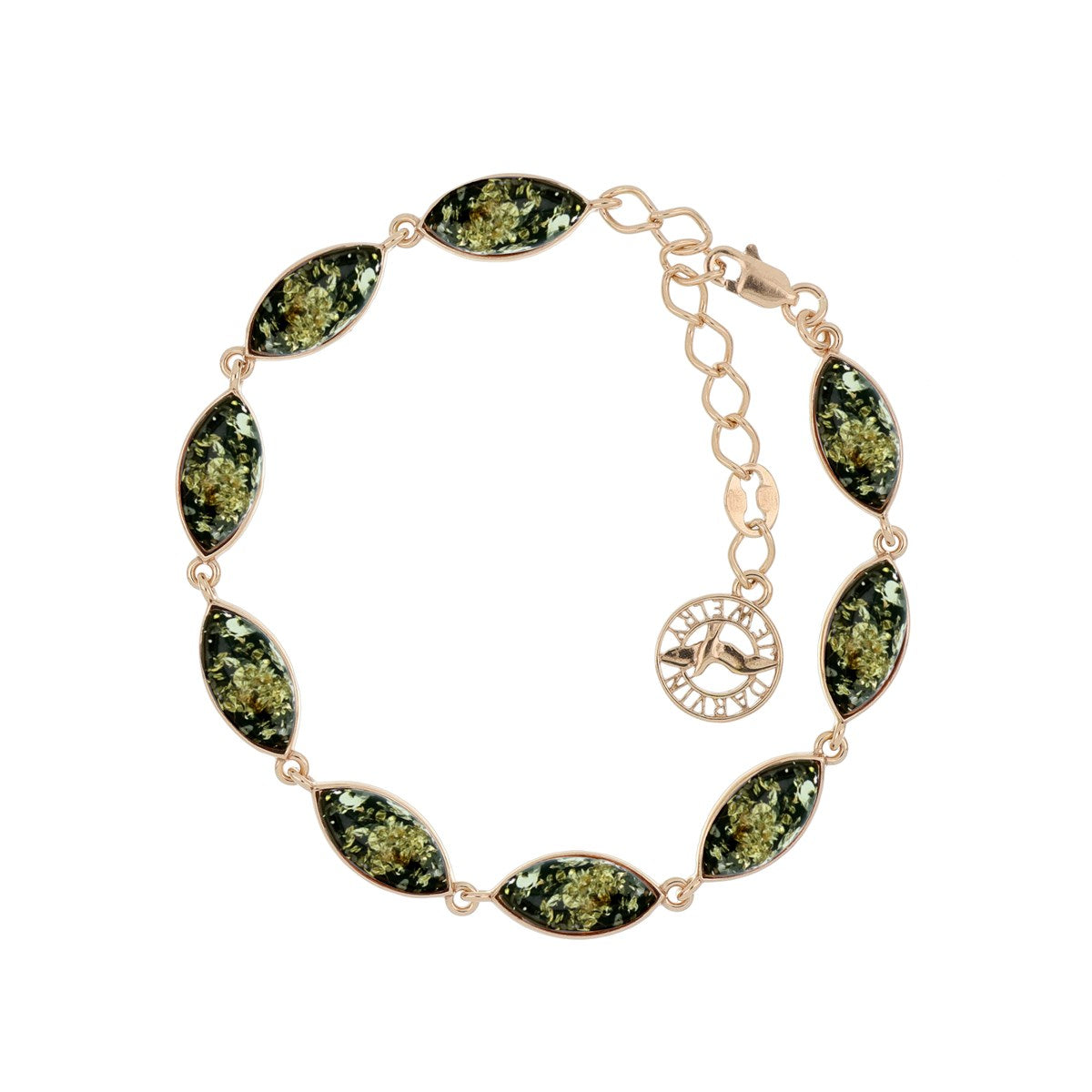 Marquise Green Amber Silver Bracelet — DARVIN (Pre-Order)
