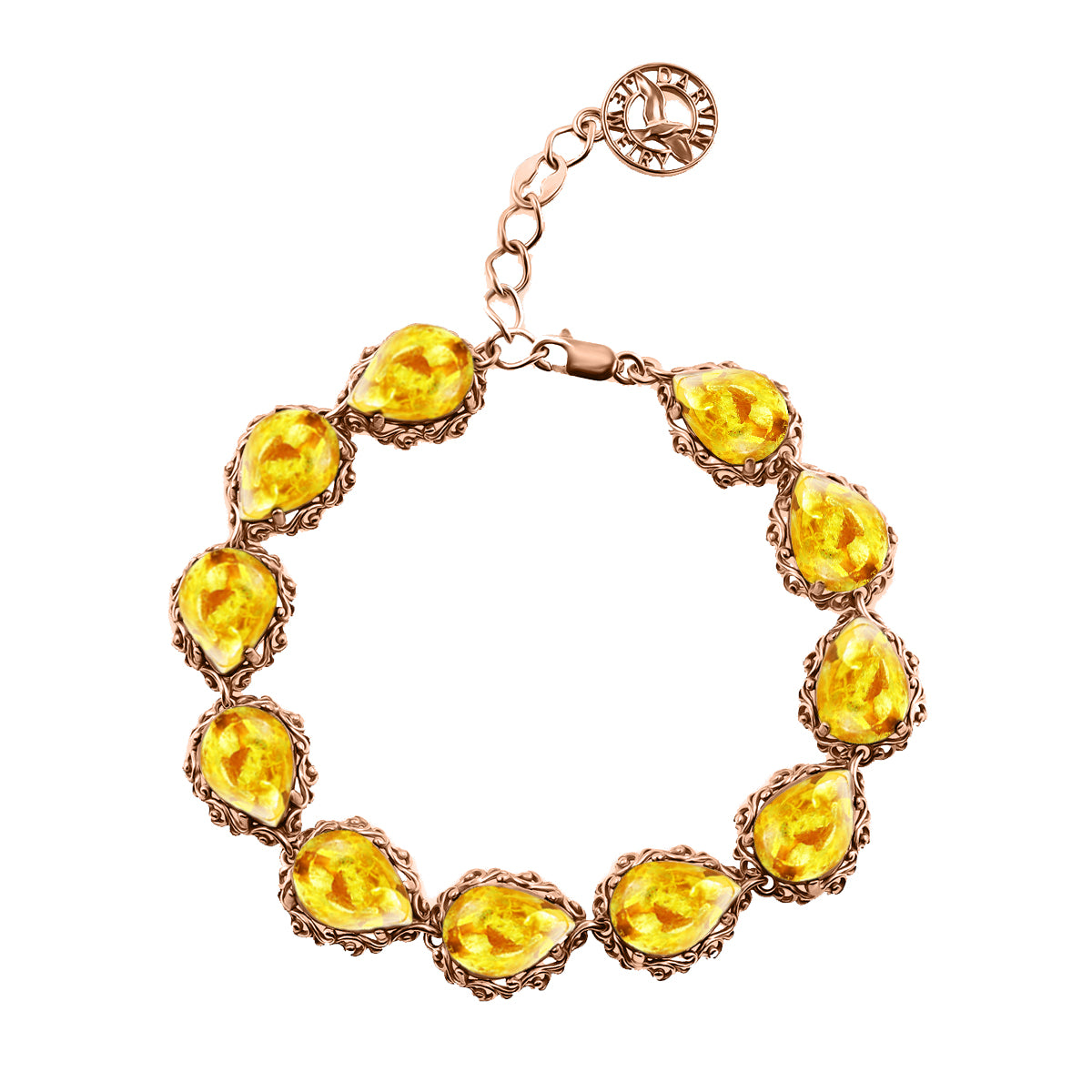 Teardrop Lemon Amber Silver Bracelet — DARVIN (Pre-Order)