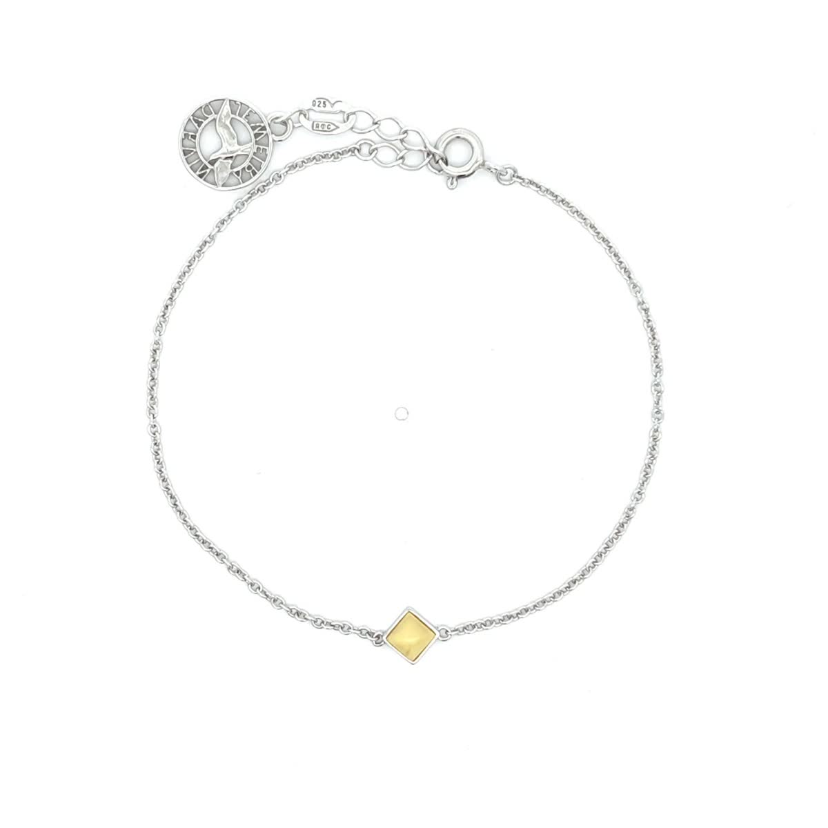 Square White Amber Silver Bracelet — DARVIN (Pre-Order)