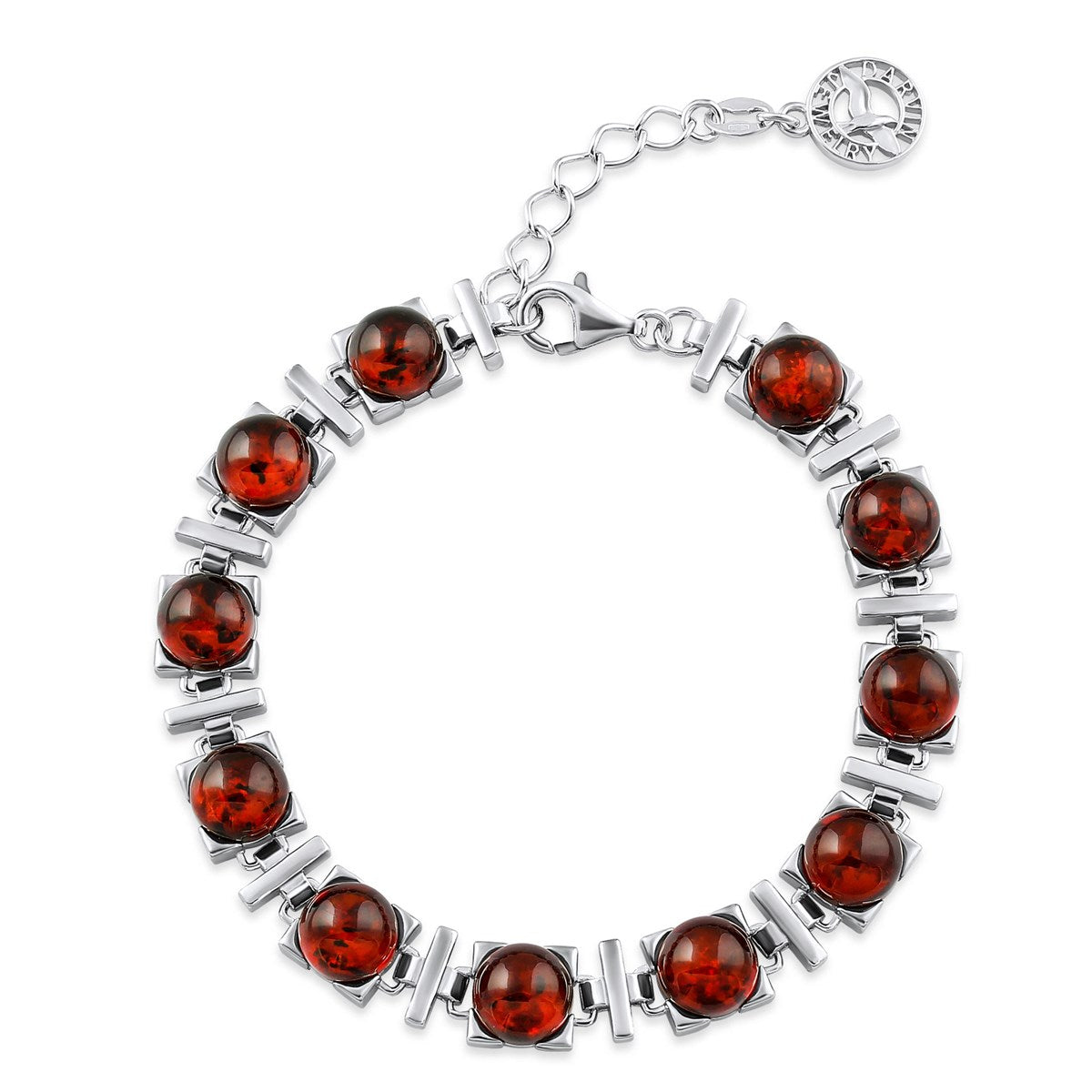 Round Cognac Amber Silver Bracelet — DARVIN (Pre-Order)