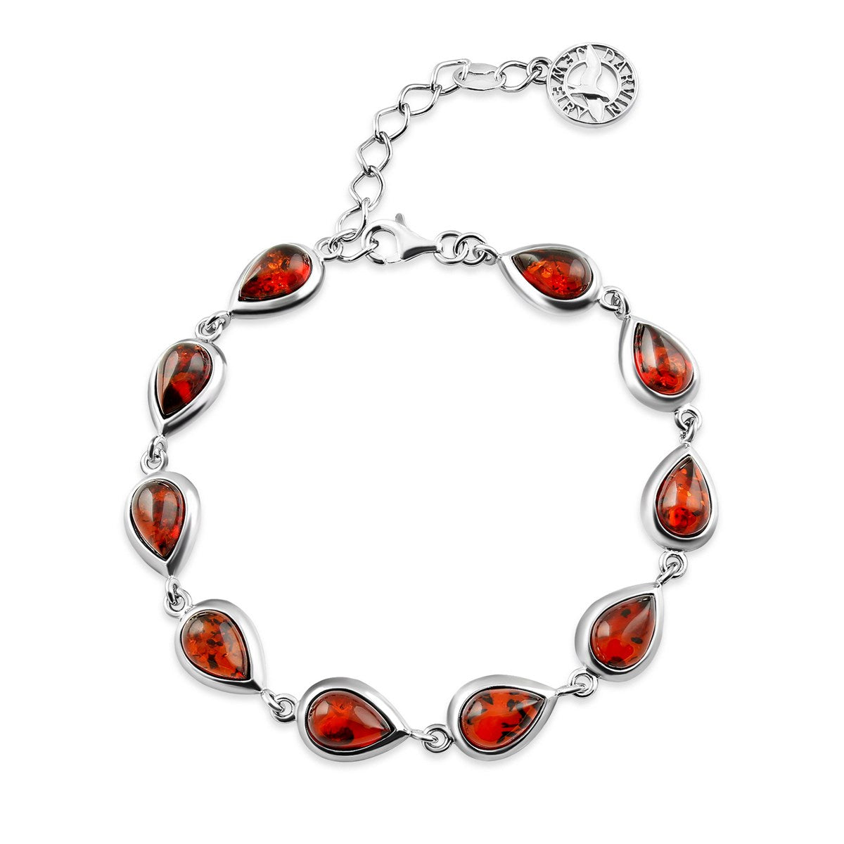 Teardrop Cognac Amber Silver Bracelet — DARVIN (Pre-Order)