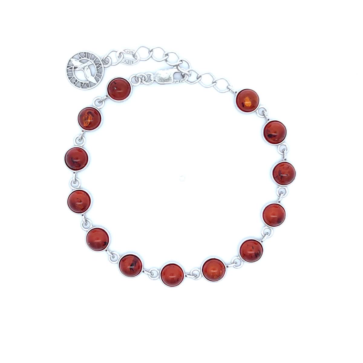 Round Cognac Amber Silver Bracelet — DARVIN (Pre-Order)