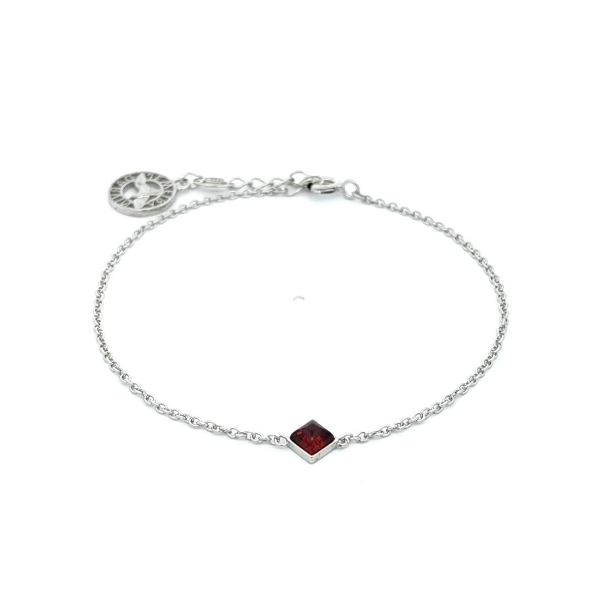 Square Cognac Amber Silver Bracelet — DARVIN (Pre-Order)