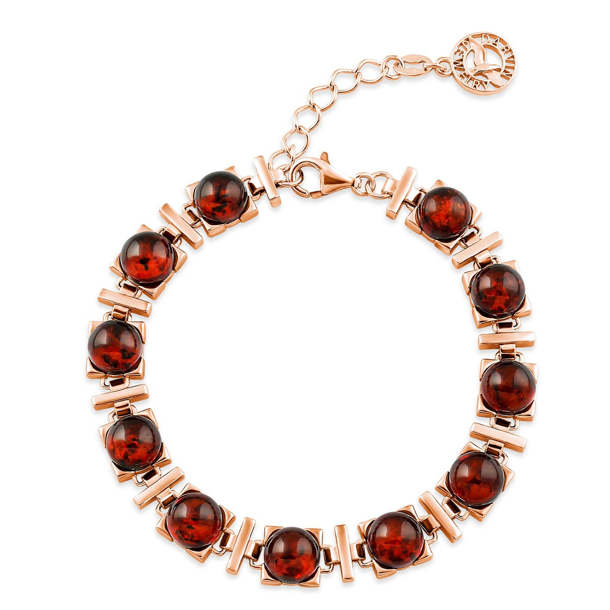 Round Cognac Amber Silver Bracelet — DARVIN (Pre-Order)