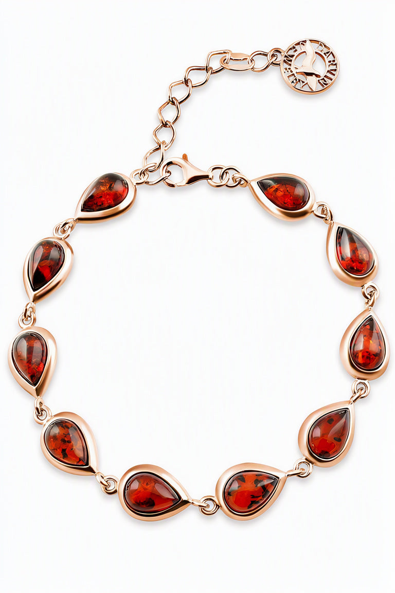 Teardrop Cognac Amber Silver Bracelet — DARVIN (Pre-Order)