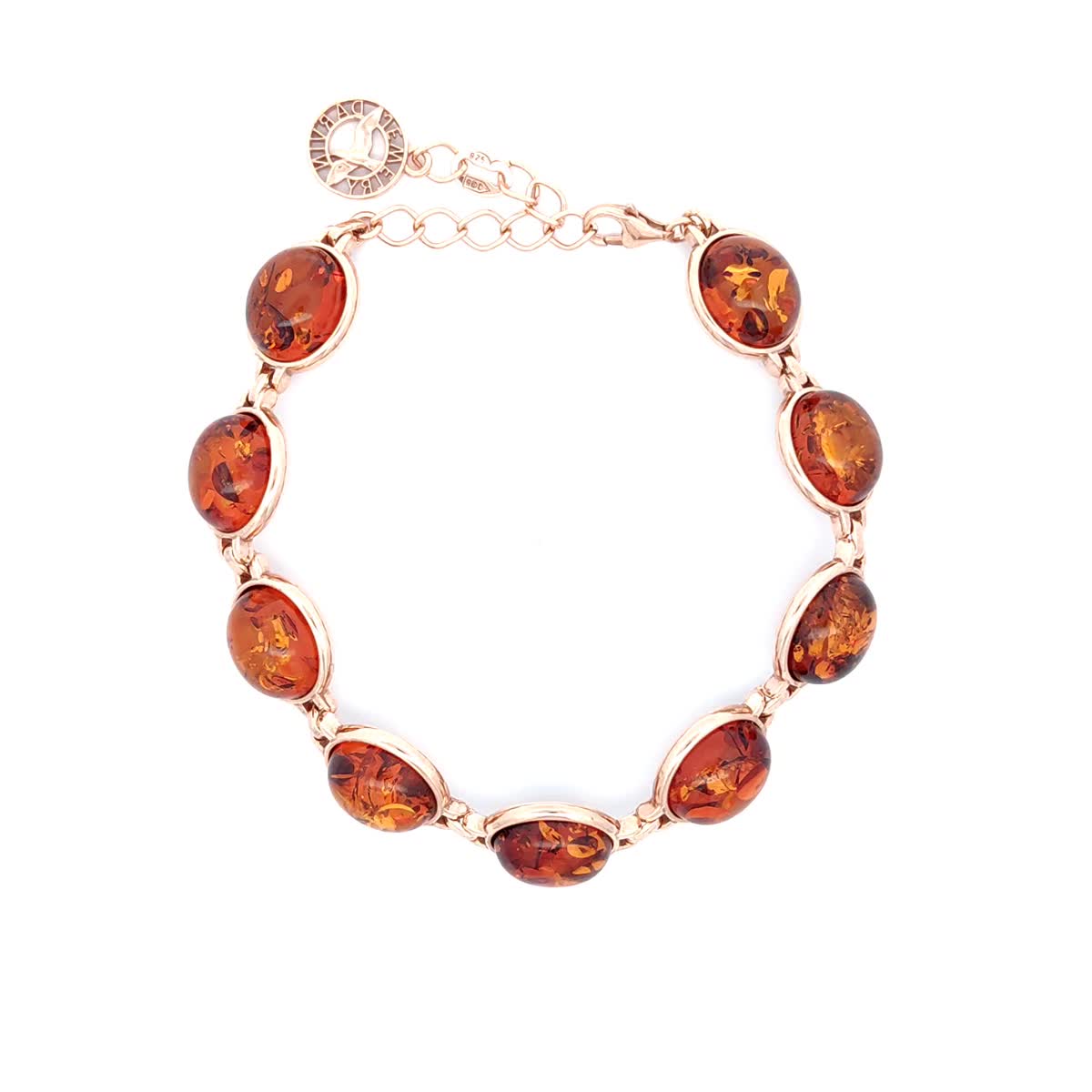 Oval Cognac Amber Silver Bracelet — DARVIN (Pre-Order)