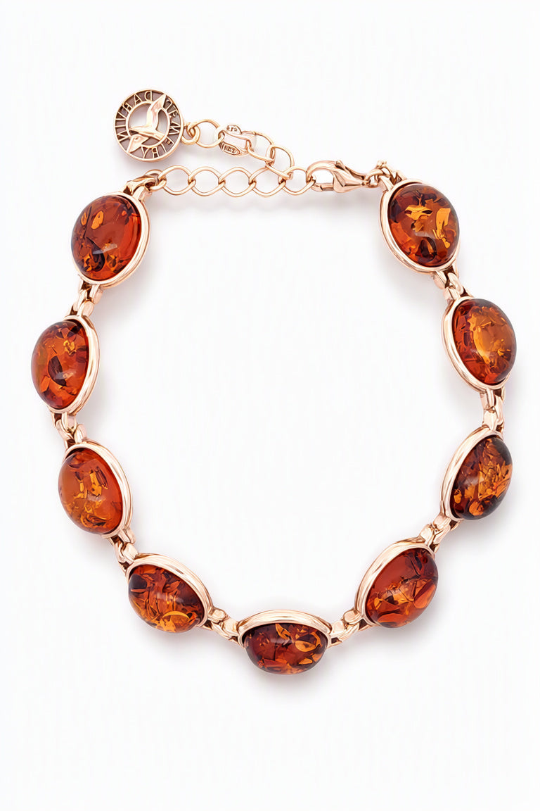 Oval Cognac Amber Silver Bracelet — DARVIN (Pre-Order)