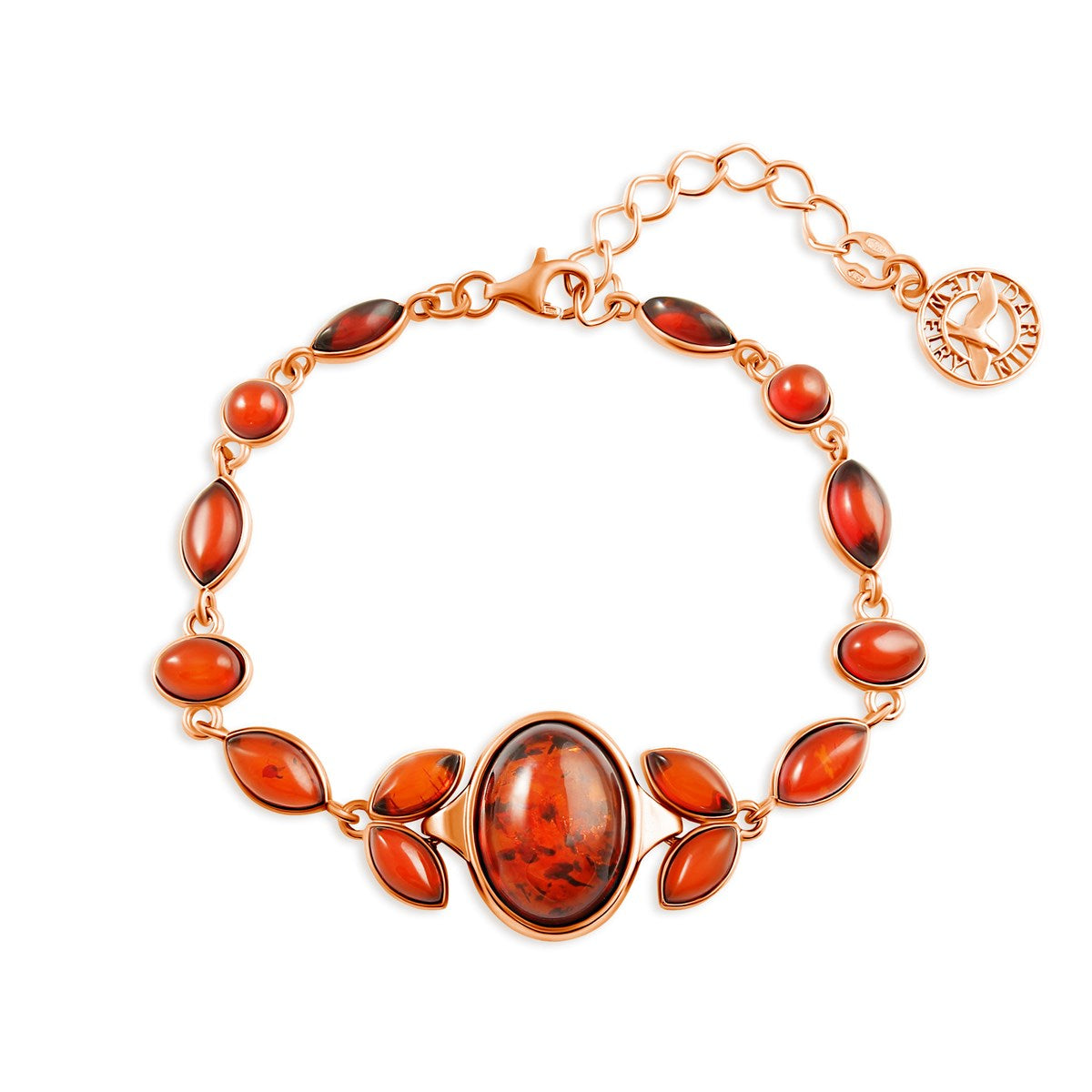 Oval Cognac Amber Silver Bracelet — DARVIN (Pre-Order)