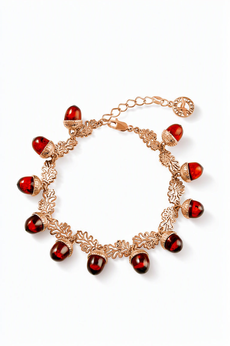 Acorn Cognac Amber Silver Bracelet — DARVIN (Pre-Order)