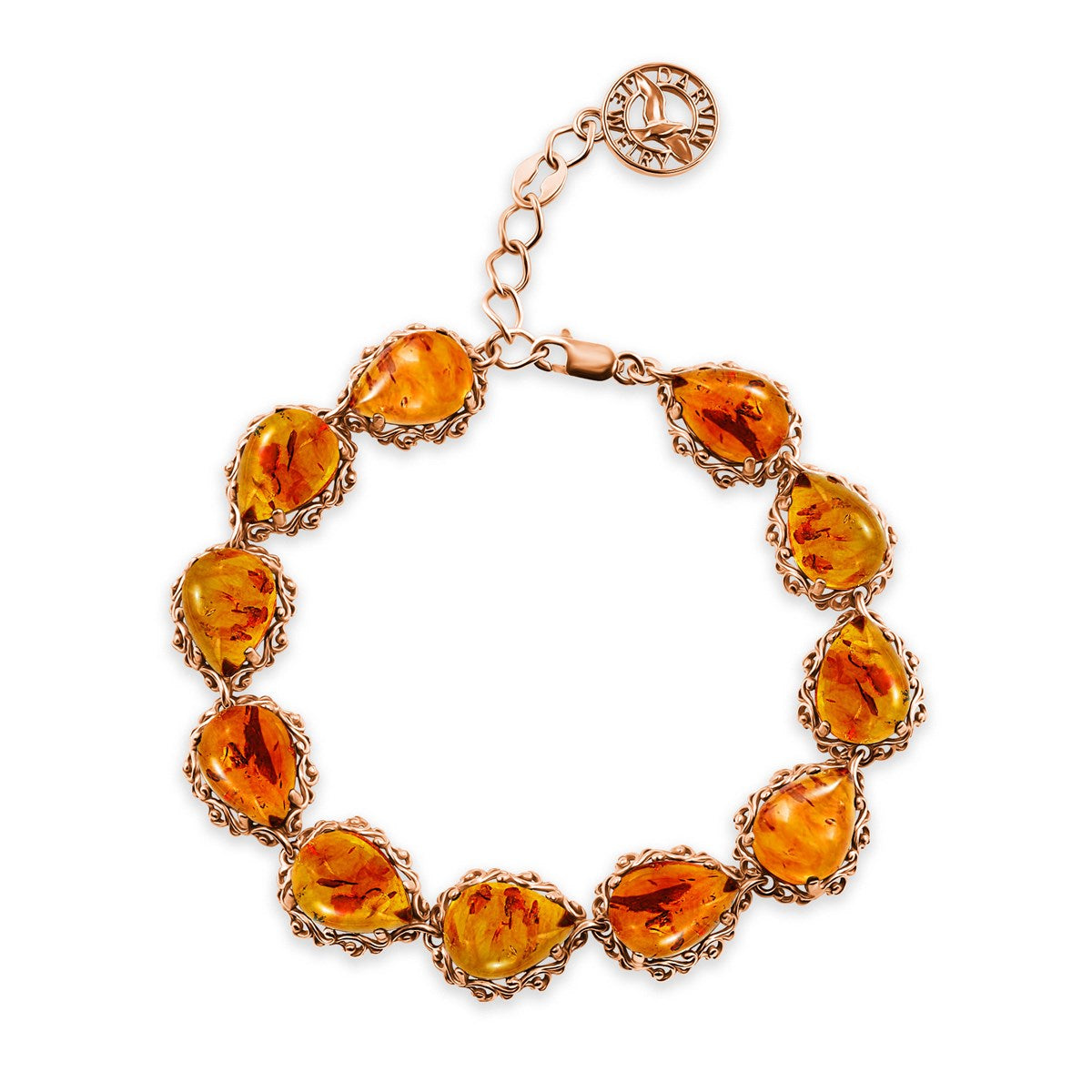 Teardrop Cognac Amber Silver Bracelet — DARVIN (Pre-Order)
