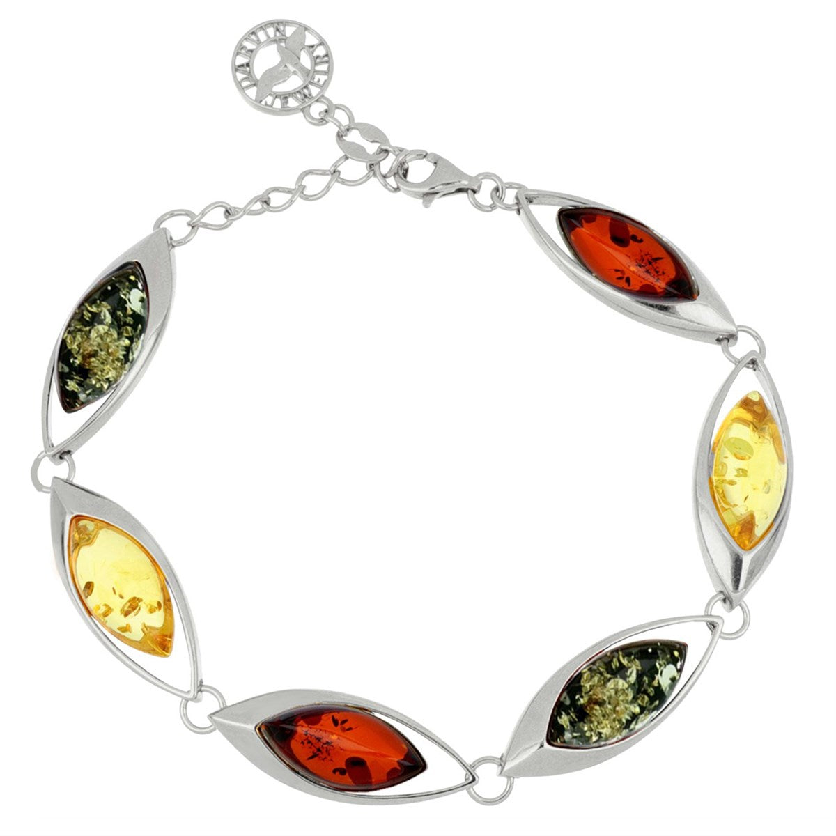 Marquise Mixed Amber Silver Bracelet — DARVIN (Pre-Order)