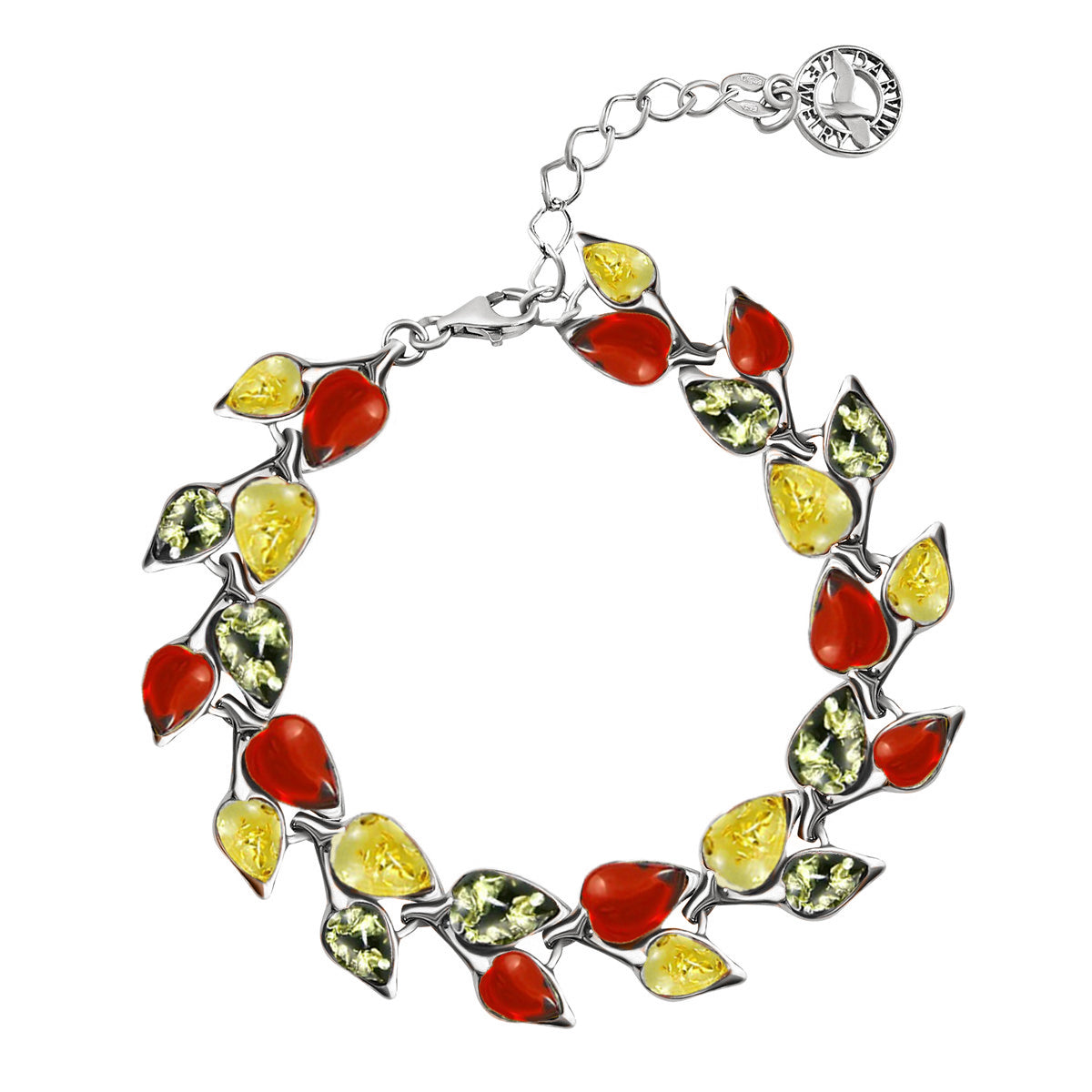 Teardrop Mixed Amber Silver Bracelet — DARVIN (Pre-Order)