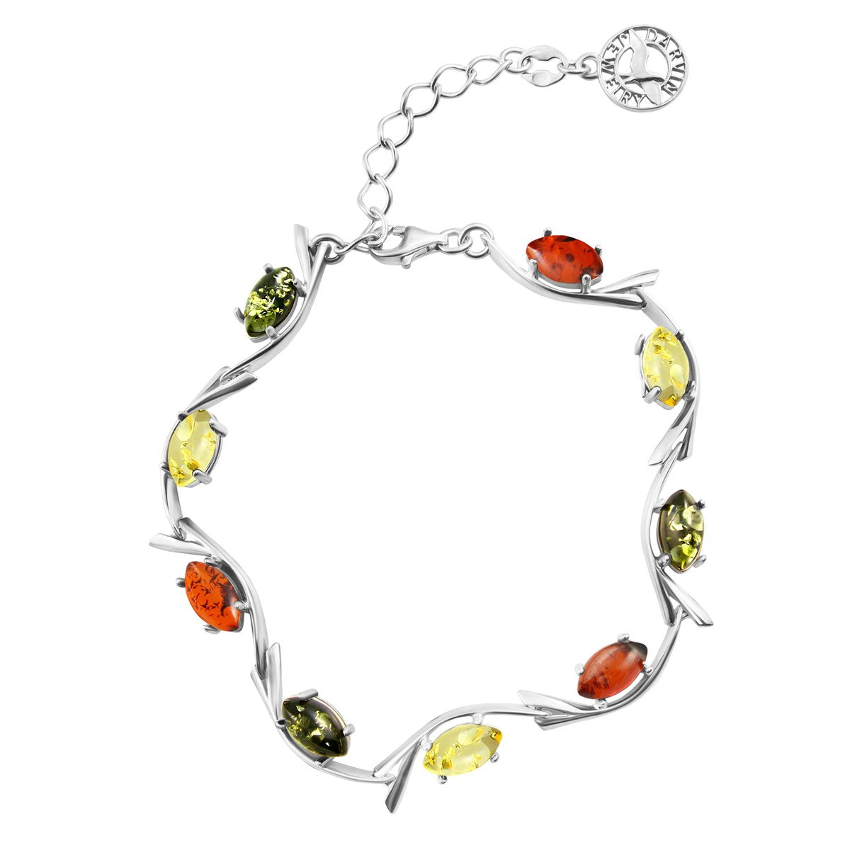 Marquise Mixed Amber Silver Bracelet — DARVIN (Pre-Order)