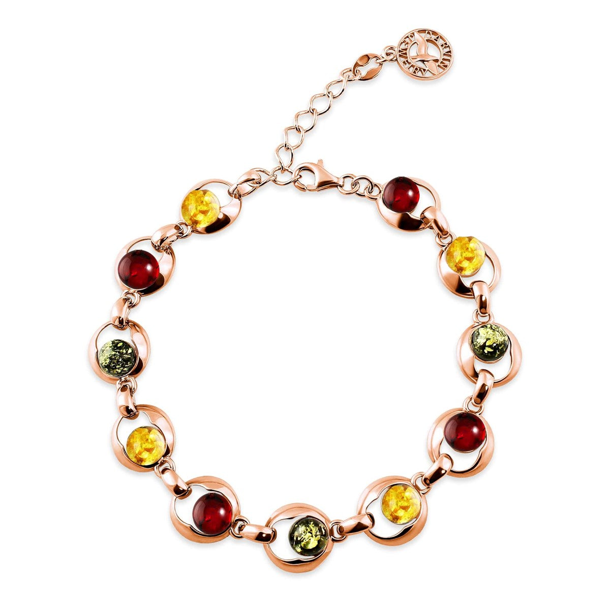 Round Mixed Amber Silver Bracelet — DARVIN (Pre-Order)