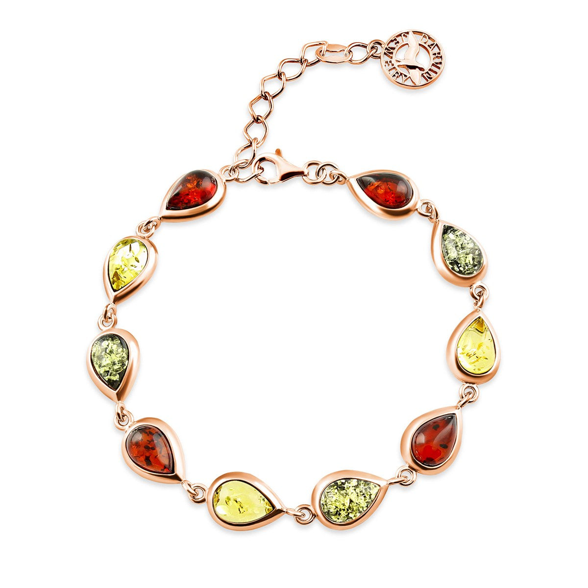 Teardrop Mixed Amber Silver Bracelet — DARVIN (Pre-Order)