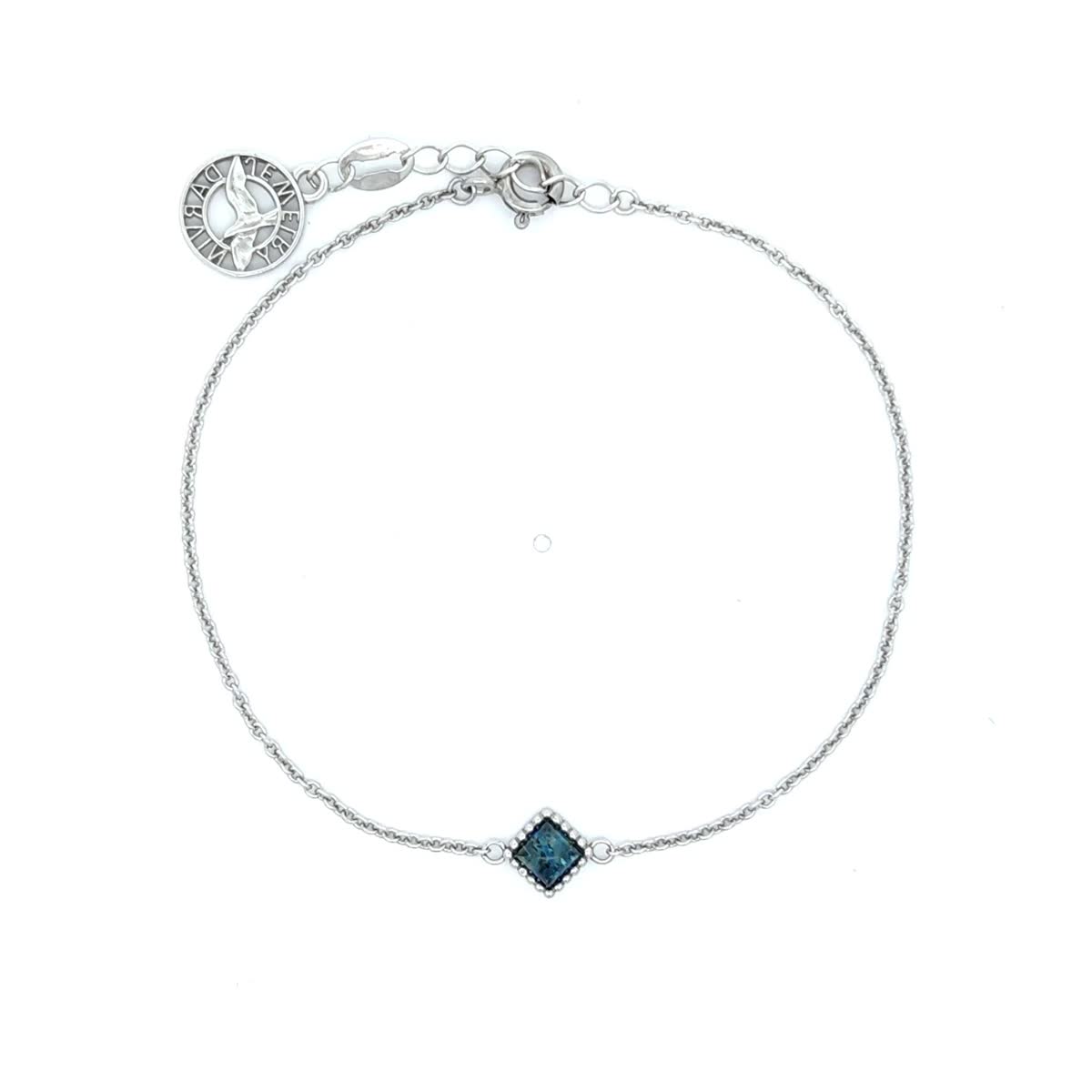 Square Treated Blue Amber Silver Bracelet — DARVIN (Pre-Order)