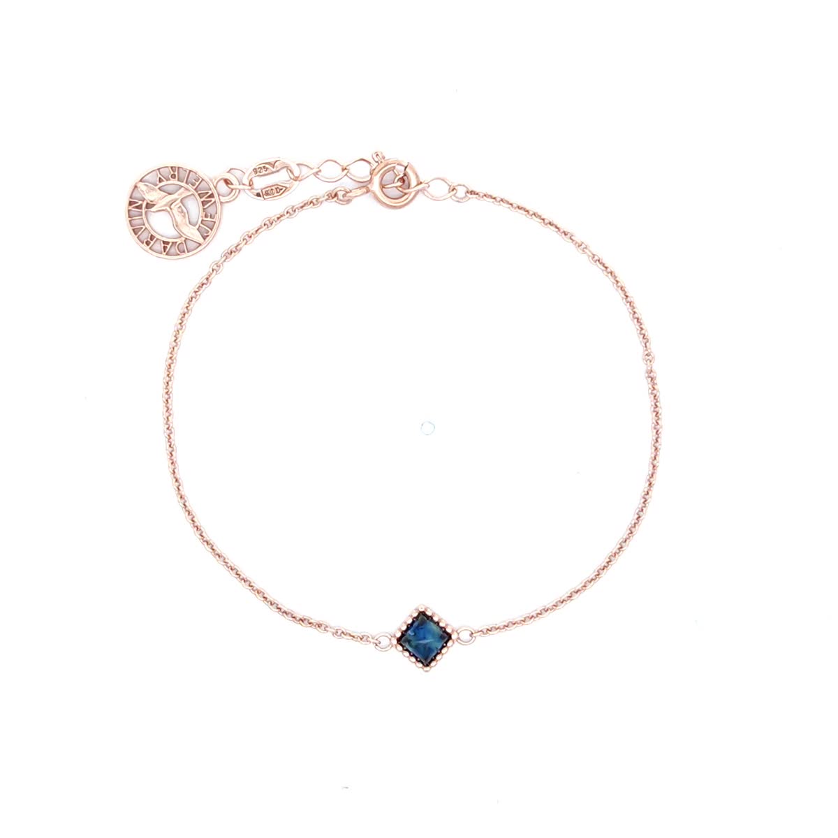 Square Treated Blue Amber Silver Bracelet — DARVIN (Pre-Order)