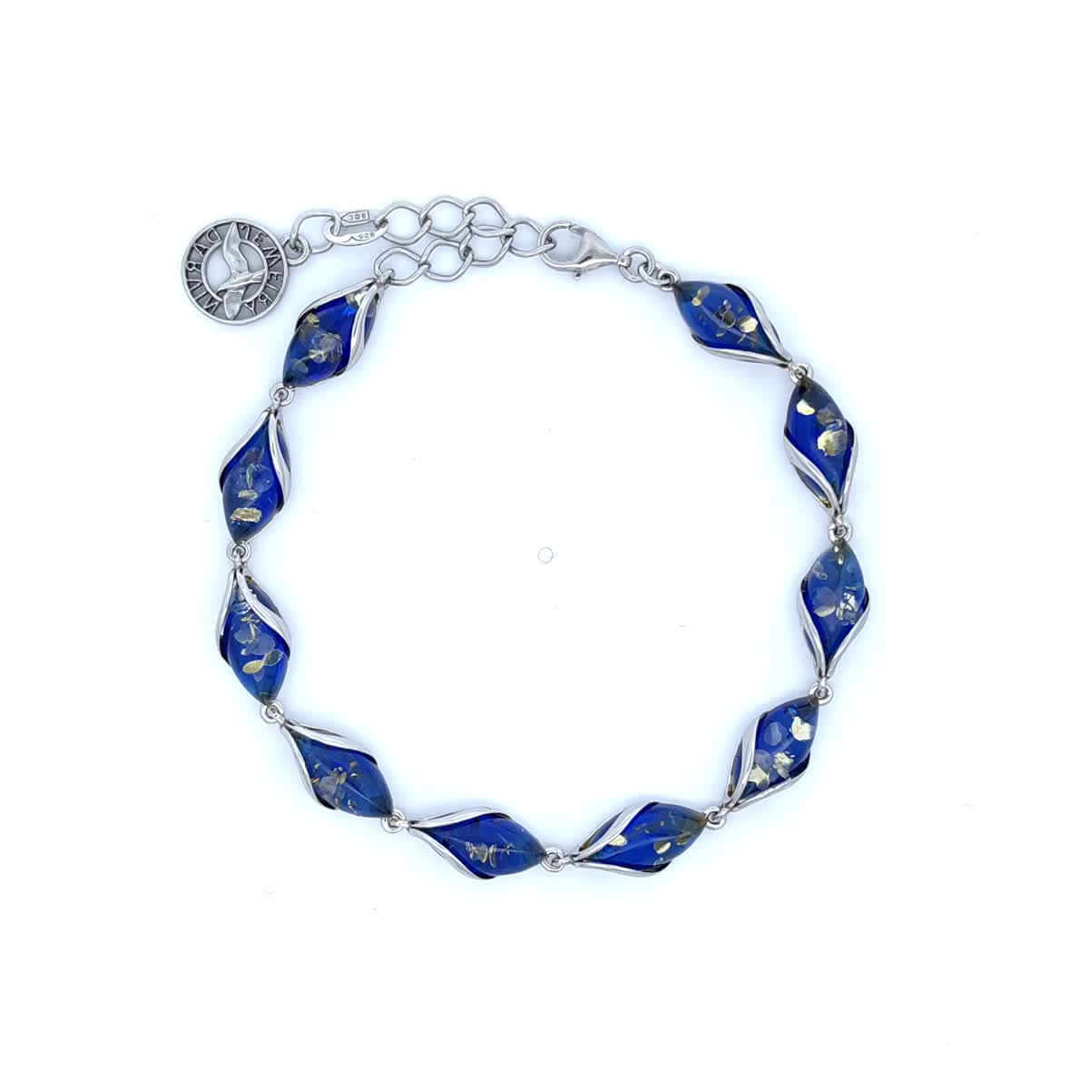 Marquise Sapphire Blue Amber Silver Bracelet — DARVIN (Pre-Order)