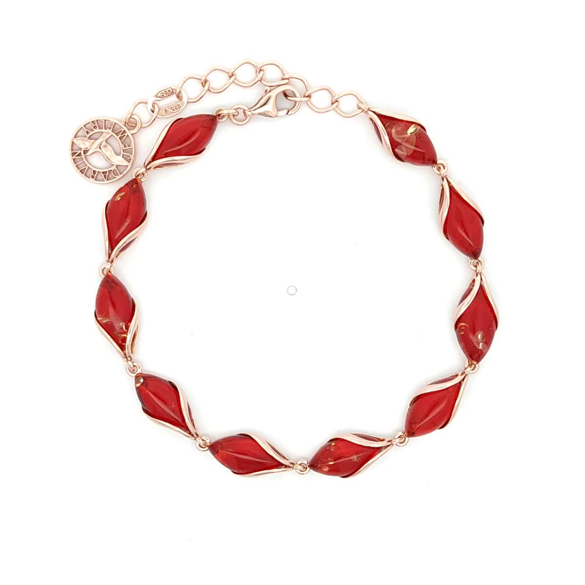 Marquise Ruby Red Amber Silver Bracelet — DARVIN (Pre-Order)