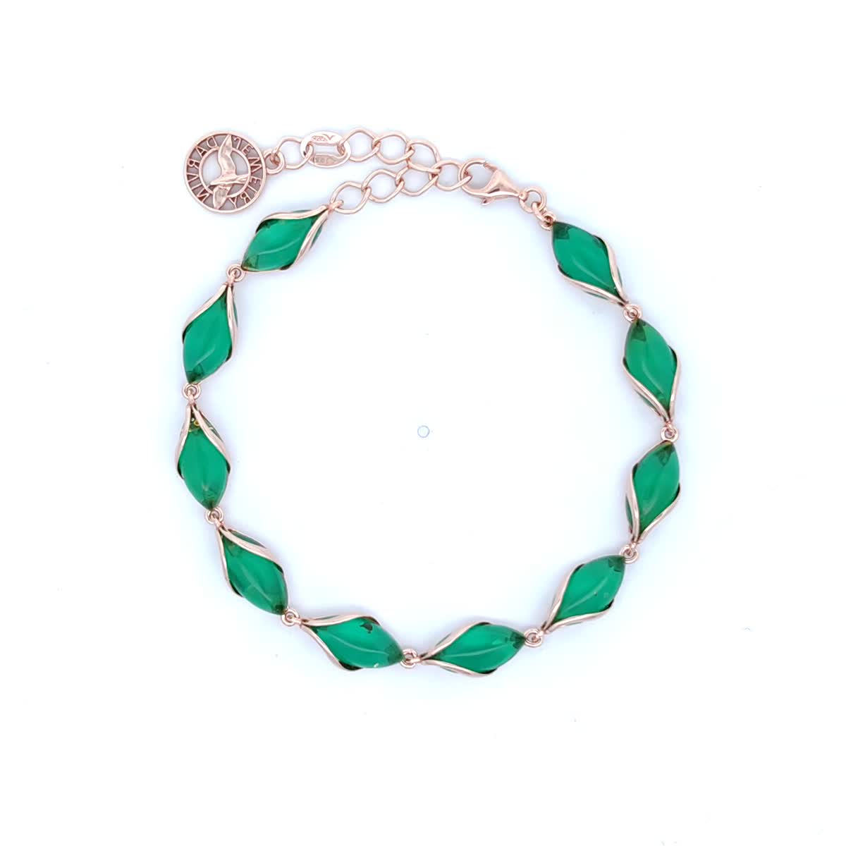 Marquise Emerald Green Amber Silver Bracelet — DARVIN (Pre-Order)