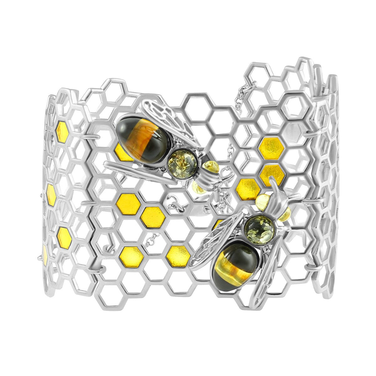 Oval Mixed Amber Silver Bracelet — DARVIN (Pre-Order)