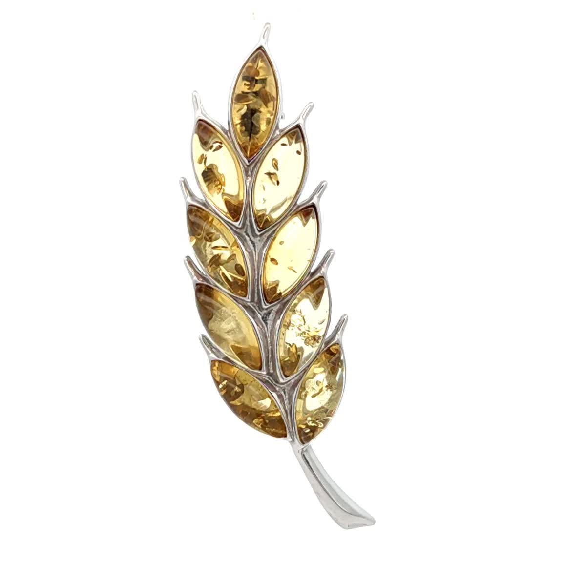 Marquise Lemon Amber Silver Brooch — DARVIN (Pre-Order)