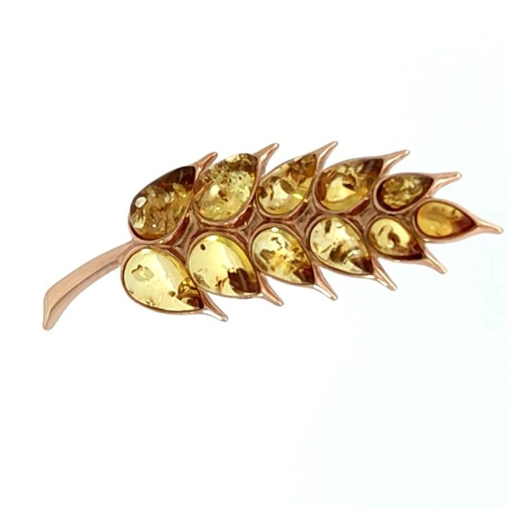 Teardrop Lemon Amber Silver Brooch — DARVIN