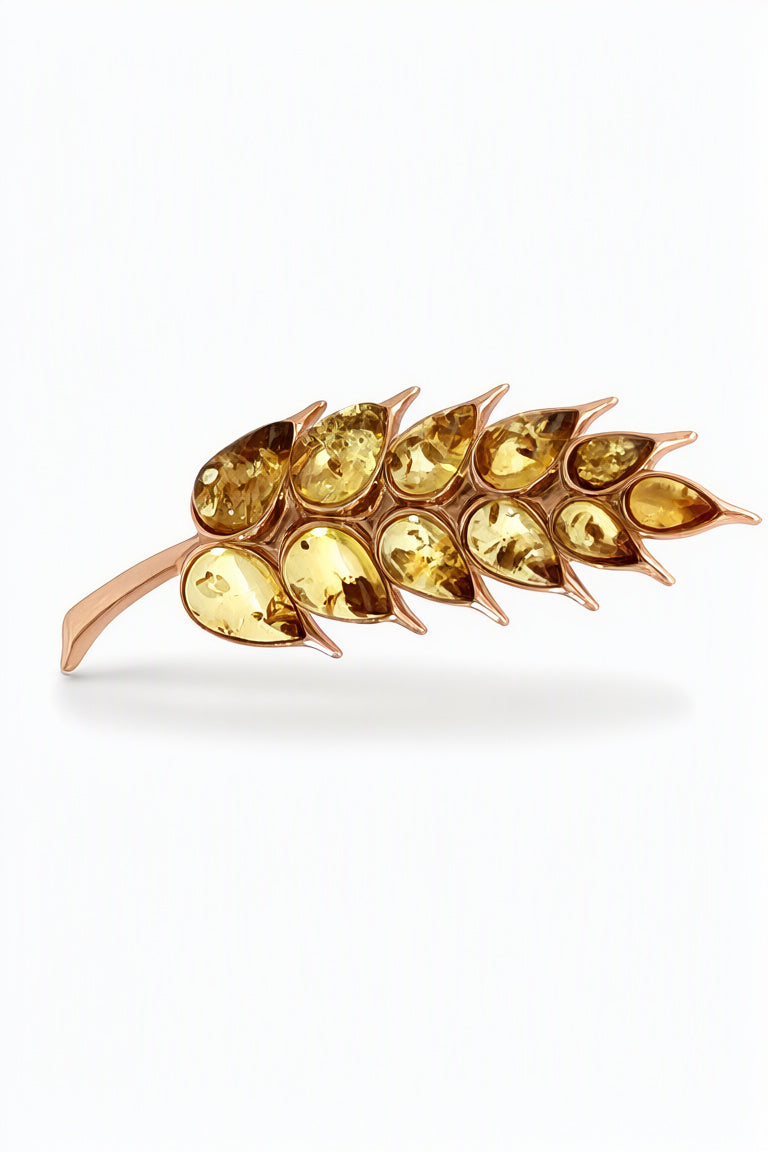 Teardrop Lemon Amber Silver Brooch — DARVIN