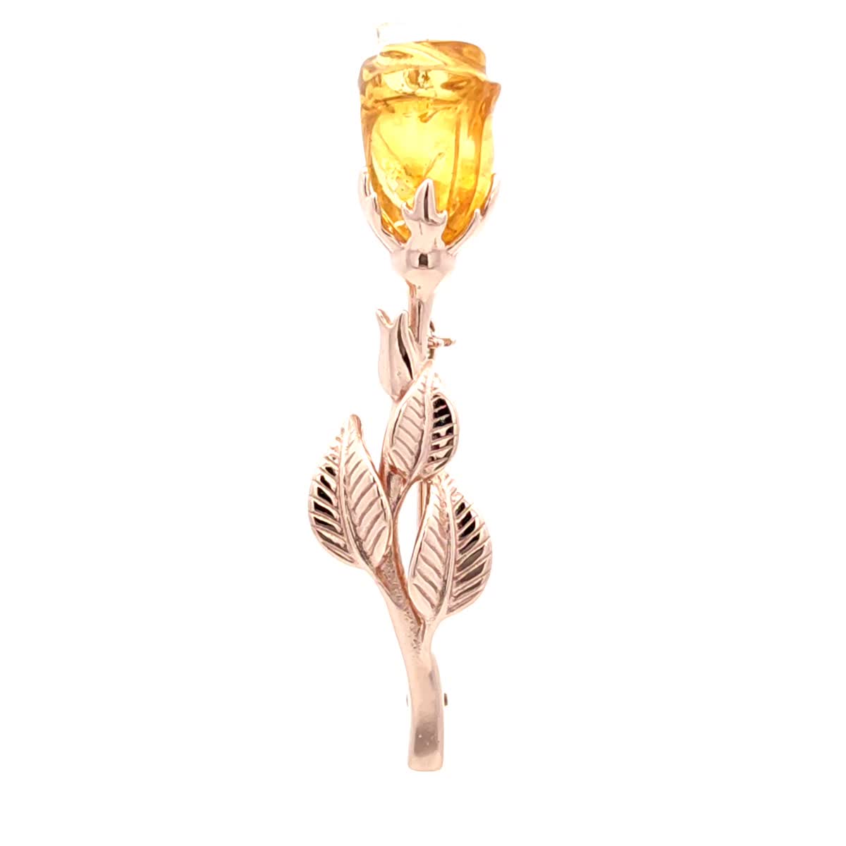 Rose Lemon Amber Silver Brooch — DARVIN (Pre-Order)