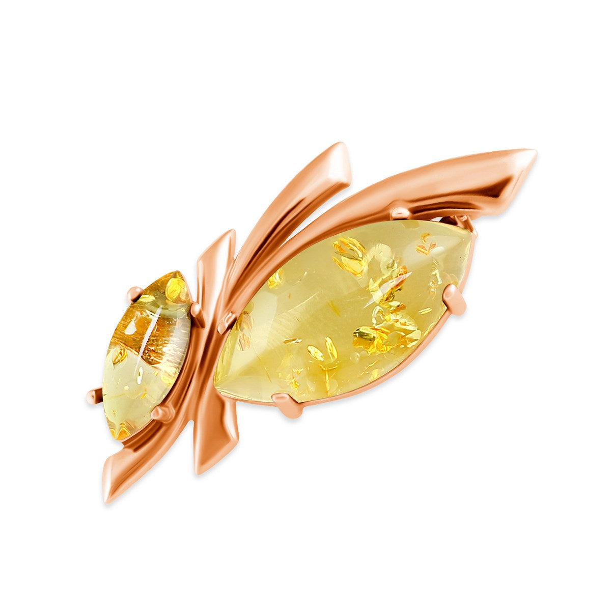 Marquise Lemon Amber Silver Brooch — DARVIN (Pre-Order)
