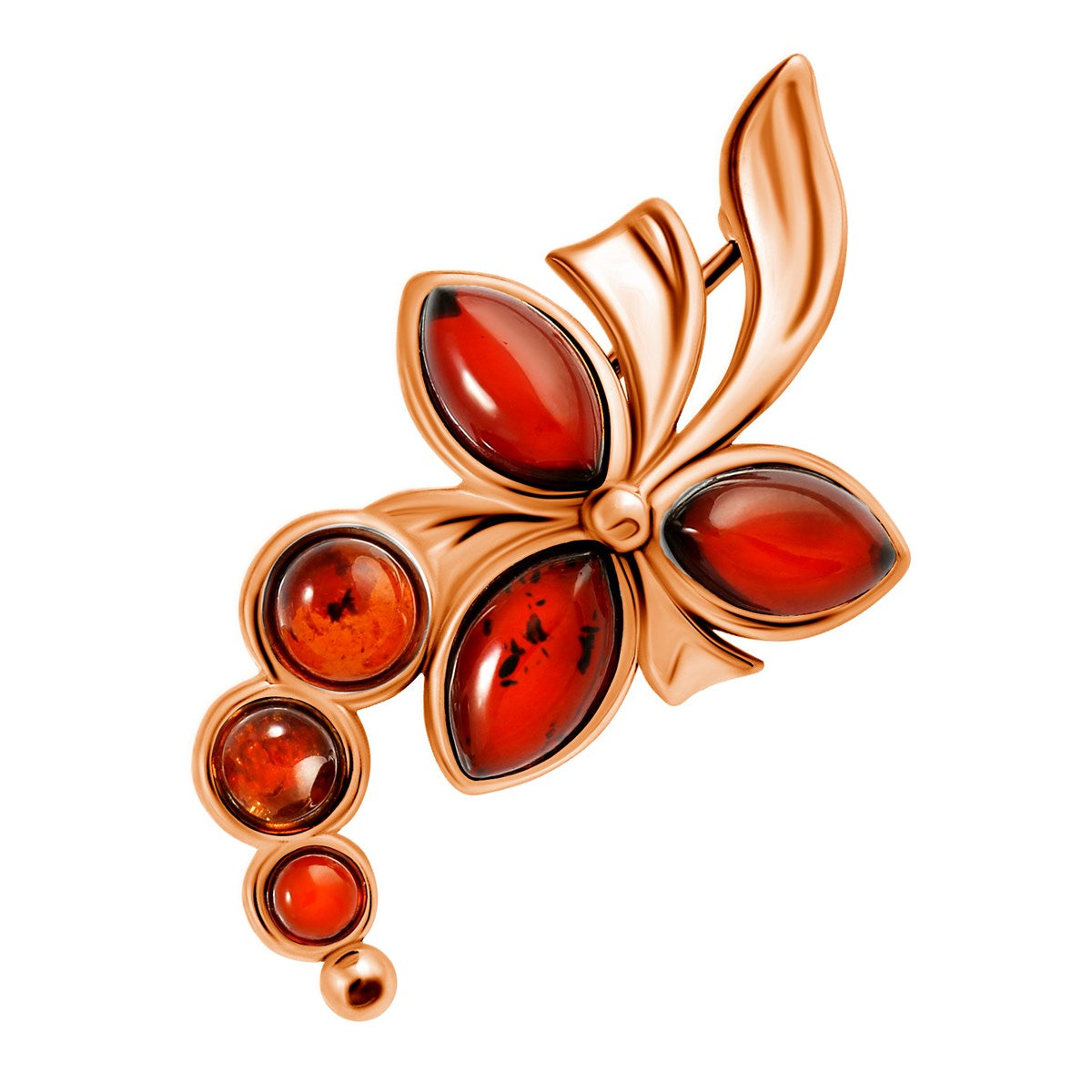 Marquise Cognac Amber Silver Brooch — DARVIN (Pre-Order)