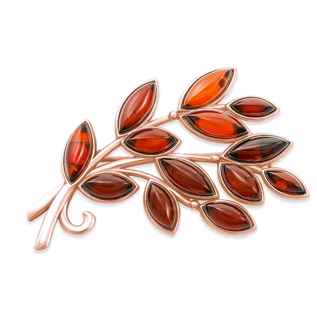 Marquise Cognac Amber Silver Brooch — DARVIN (Pre-Order)