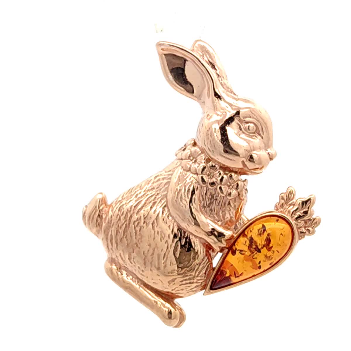 Teardrop Cognac Amber Silver Brooch — DARVIN (Pre-Order)