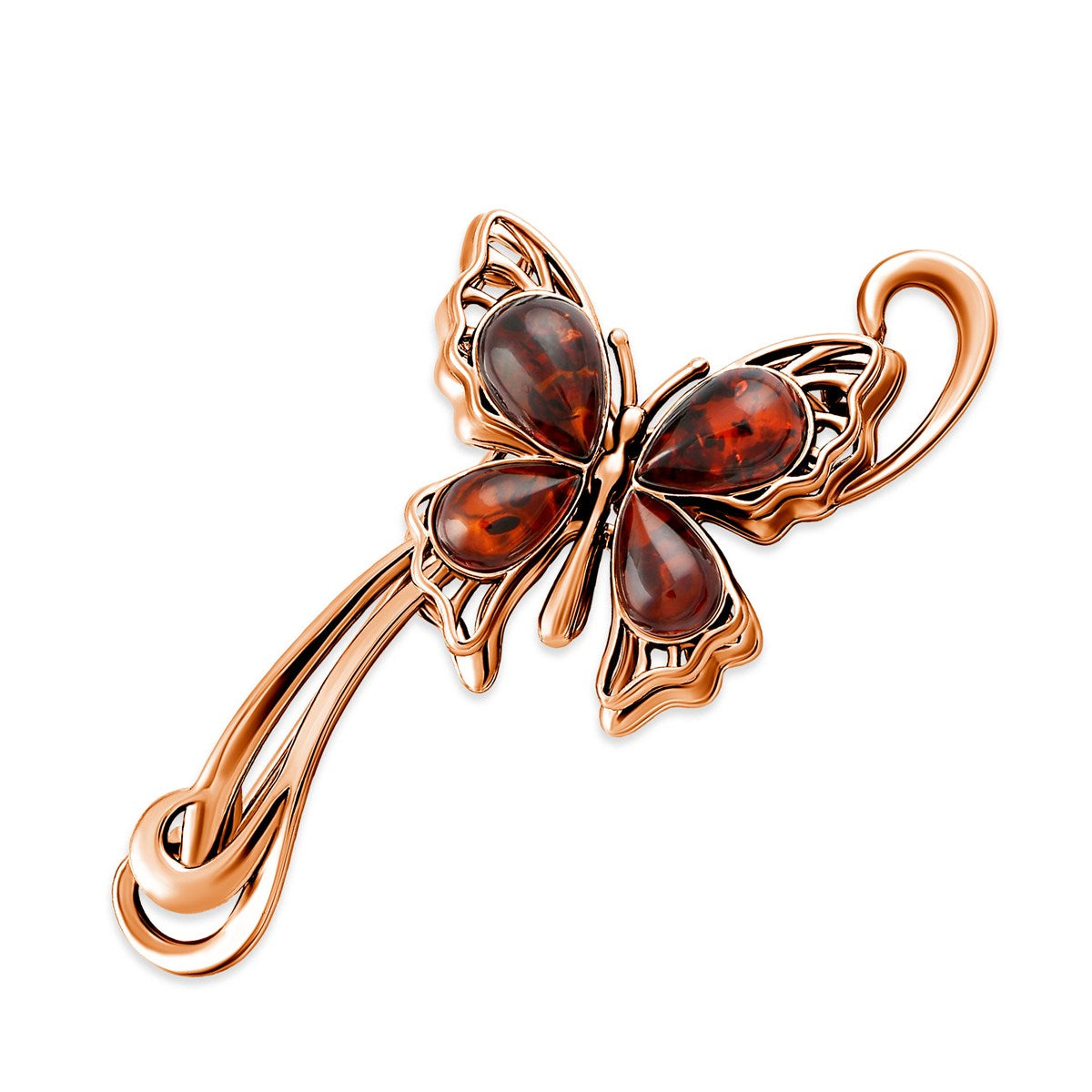 Teardrop Cognac Amber Silver Brooch — DARVIN (Pre-Order)