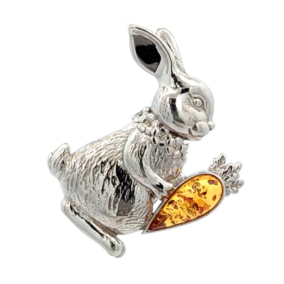 Teardrop Cognac Amber Silver Brooch — DARVIN (Pre-Order)